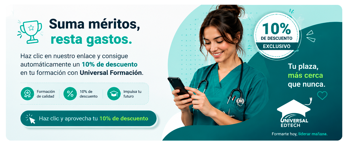 Universal Formación: Suma méritos, resta gastos. 10% de descuento exclusivo para usuarios de BaremApp.