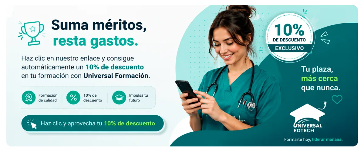 Universal Formación: Suma méritos, resta gastos. 10% de descuento exclusivo para usuarios de BaremApp.